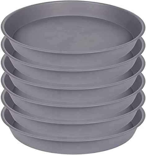 6 Pack Plant Saucer 4 5 inch (4 inch Base), Heavy Sturdy Plant Drainage Tray for Indoors (5 inch, Cement Gray)