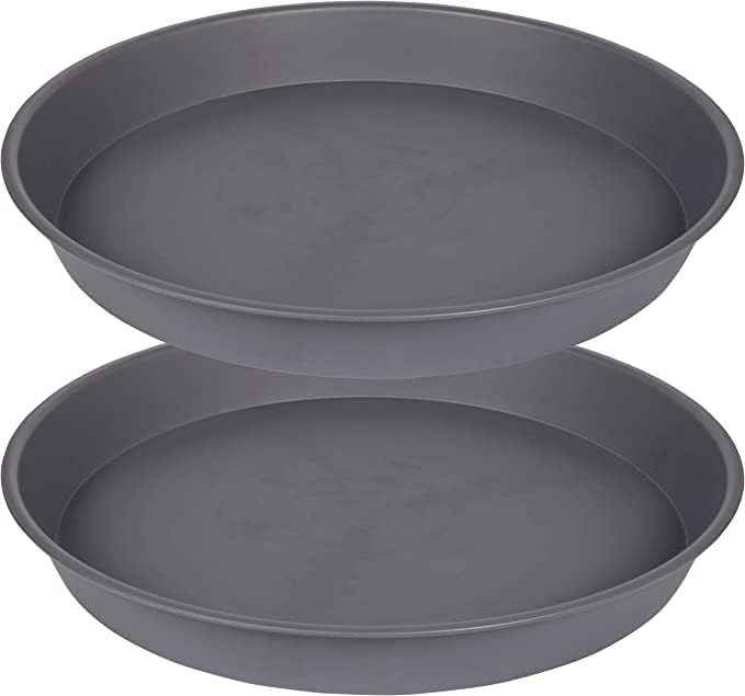 2 Pack of 16 17 inch Plant Saucer (15 inch Base), 2.3" Depth, Plant Trays for Pots, Plastic Plant Saucers for Indoors, Bird Bath Bowls, Flower Pot Drip Trays for Planter (17", Cement)