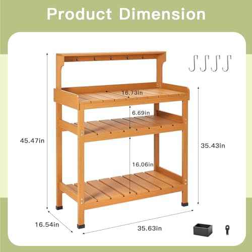 Frogprin Potting Bench Table, Extra-Large Outdoor Garden Potting Bench-HDPS