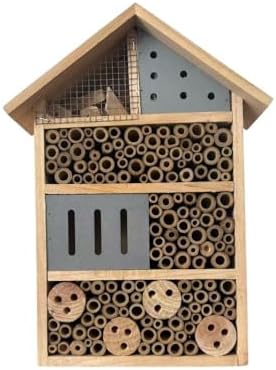 Lovebirds Natural Wooden Insect House, Cottage-Style bee Houses for the Garden - Weatherproof Insect Hotel Garden Decor for Backyard/Patio