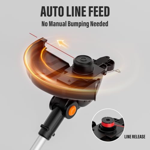 20V 12" Cordless String Trimmer, Electric Weed Wacker & Edger