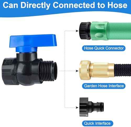 PVC Rain Barrel Spigot Kit 3/4" GHT Garden Diverter Kit With Bulkhead Fitting Garden Hose Faucet Thread Ball Valve for Water Adapter Tanks, Aquariums Rain Barrel Diverter Kit (2 Pack)