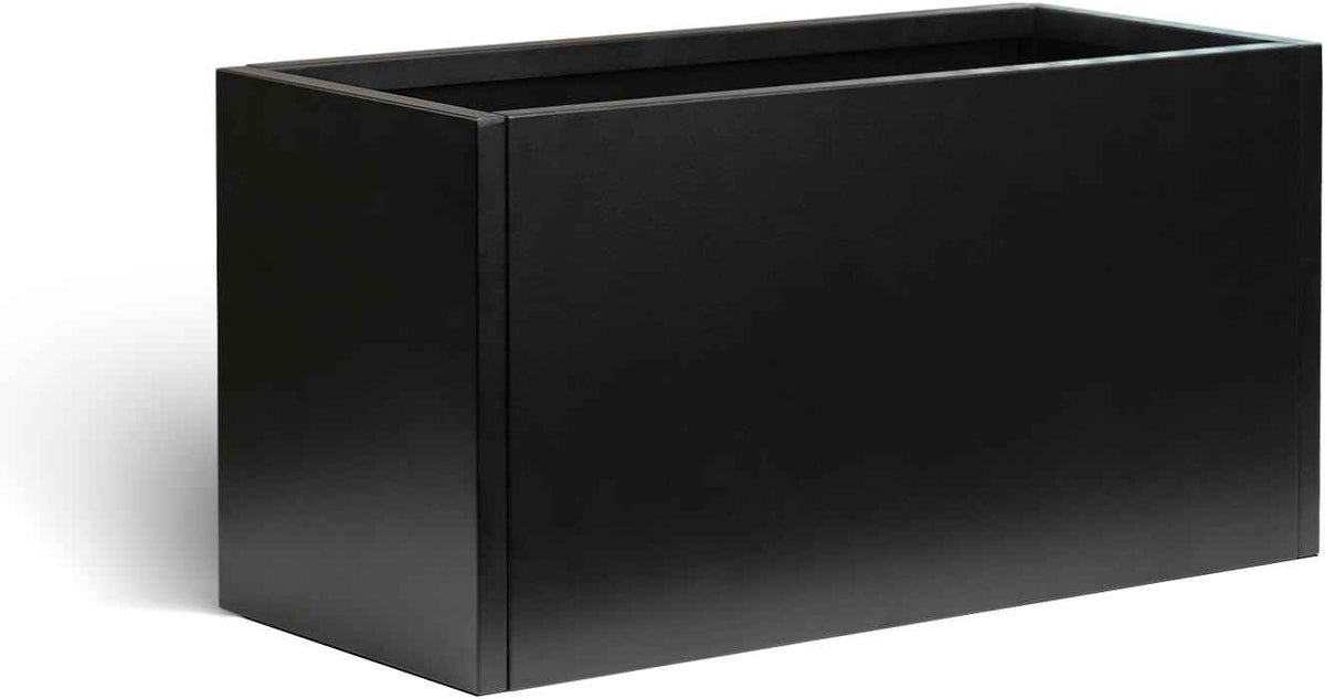 Galvanized Steel Metal Planter Rectangular Indoor Black Planter Box Large Outdoor Planters Steel 25" Lx 11" W x 13" H Commercial Residential for Patio, Deck, Garden