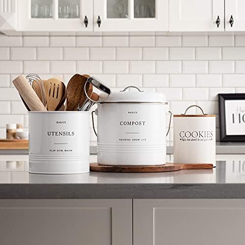 D'Lifeful Kitchen Compost Bin – 1.3 Gallon Countertop Farmhouse