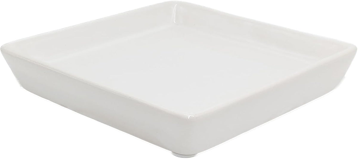 Square Plant Saucer 10 Inch 1 Pack,Plant Trays for Pots, White Ceramic Plant Saucers for Indoors Outdoors, Plant Drip Tray 4 6 8 10 12 14 Inch