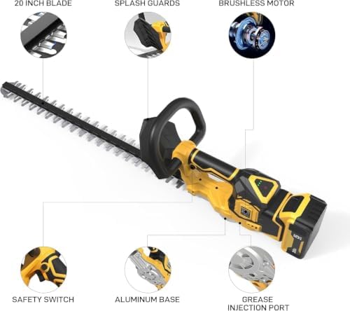 Hedge Trimmer Cordless for Dewalt 20V MAX Battery (No Battery), 22 inch Electric Bush Shrub Edge Trimmer, Brushless Motor, Powerful & Lightweight, 4.4LBS