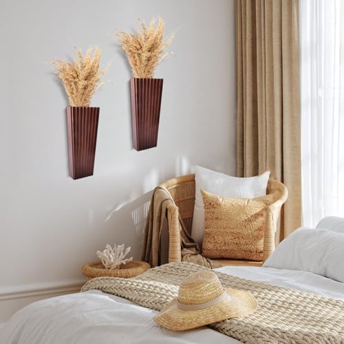 2PCS Wood Wall Planter for Indoor Plants, Wooden Hanging Planter for
