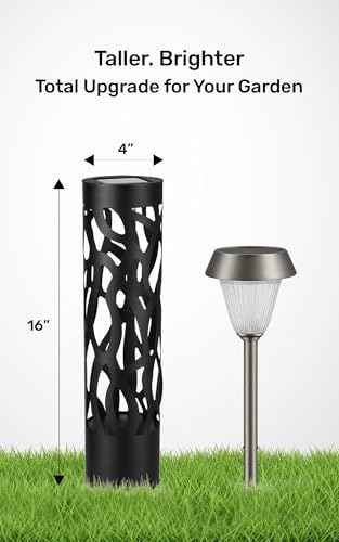 Home Zone Living Secure Solar Bollard Pathway Lights, 4-Pack, Black, 4"x16" | Light Effect, Dusk-to-Dawn, Metal, Warm LED, 4" x16", Outdoor, Garden, Yard, Patio, Walkway, Driveway, Backyard, Porch