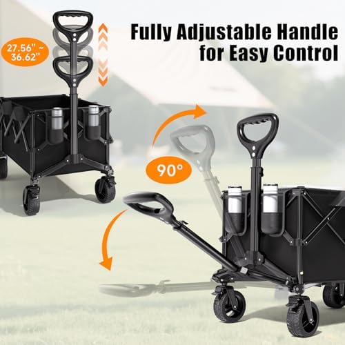 Collapsible Wagon Cart, 480lbs Heavy Duty Wagon with All-Terrain