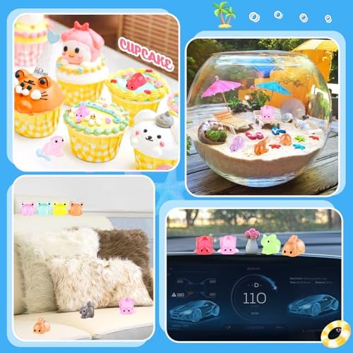 150PCS Random Mini Resin Animals Tiny Figurines Glow in Dark
