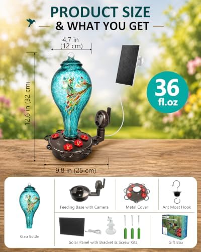 LUJII Smart Hummingbird Feeder with Camera for Outdoor Hanging, Hand