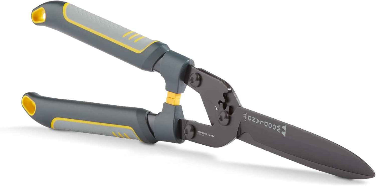 Woodland Tools Super Duty Hedge Shears, 23 Inch Manual Hedge Clippers with 10 Inch Gear-Assist Blades, Power Notch, and Non Stick Coating, Heavy Duty Trimmer for Thick Shrubs and Hedges