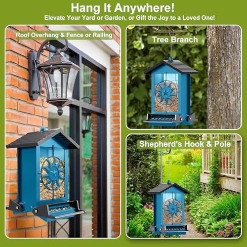Squirrel Proof Bird Feeders for Outdoors with Weight-Activated, 5LB