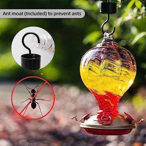 Gifts for Women Hummingbird Feeders, 34OZ Hand Blown Glass Hummingbird
