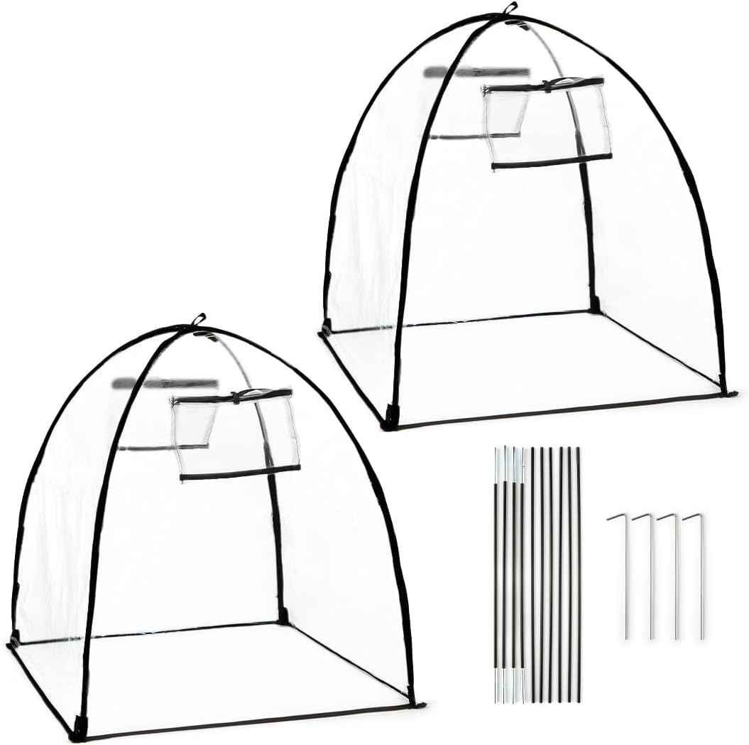 Plant Covers Freeze Protection, Clear Outdoor Garden Frost Cover, Plant Protectors from Animals, Garden cloches for Plants, Potted Fruit min Greenhouse(Transparent,2-Pack)