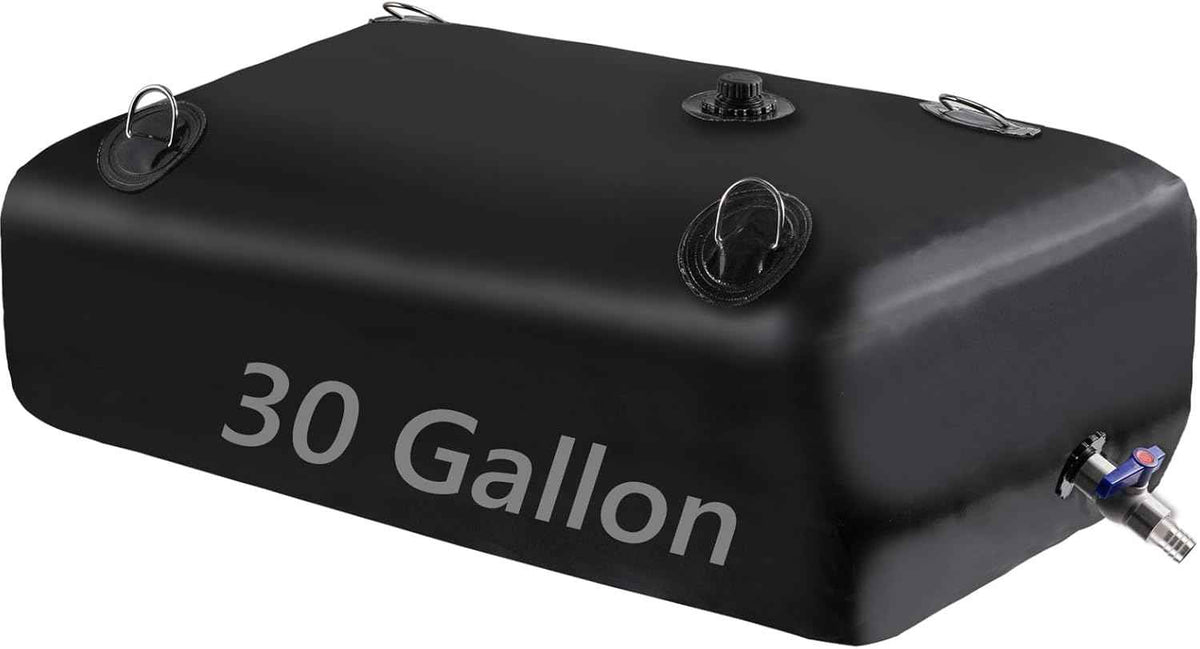 Foldable Portable Water Tank - 30 GAL Large Water Storage with 3/4" PVC Spigot and Hose Kit for Camping, Garden, Emergency Use