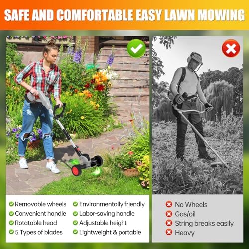 Electric Weed Wacker Eater Cordless String Trimmer Battery Powered