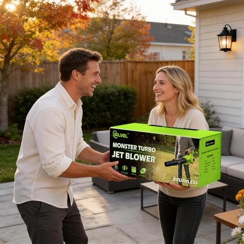 SILVEL Brushless Leaf Blower Cordless, 750CFM 250MPH Electric Leaf Blower with 2×6.0Ah Batteries & Quick Charger, LCD Screen Variable Speed Handheld Blower for Lawn Care, Yard, Dust & Snow