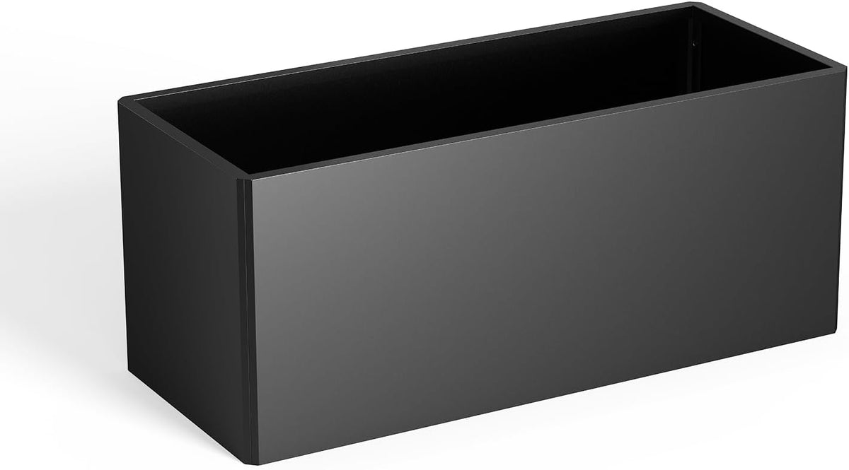 Rectangular Planter Box (36''L x 15''W x 15''H) Large Planter Box Outdoor, Metal Planters with 6 Drainage Holes for Commercial Residential Patio Deck and Backyard, Black