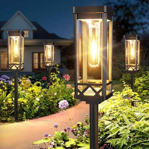KOOPER Taller Solar Pathway Lights Outdoor, 6 Pack Upgraded Brighter Solar Garden Lights Solar Powered, Up to 15 Hours Outdoor Solar Lights for Yard Landscape Walkway Driveway Sidewalk (Warm White)