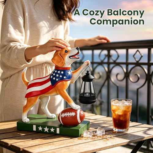 Solar Dog Garden Statues with Clearance Lights, 11 Inch Dog Figurine Home Decor, Garden Decor for Yard Lawn Porch Patio Balcony Home House, Birthday Gifts for Mom, Grandma, Women, Father, and Children