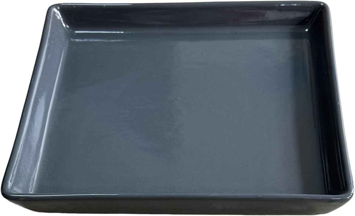 Square Plant Saucer 14 Inch 1 Pack,Plant Trays for Pots, Gray Ceramic Plant Saucers for Indoors Outdoors, Plant Drip Tray 4 6 8 10 12 14 Inch