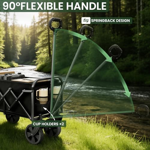 Foldable Wagon, Collapsible Wagon with Wheels, Small Wagons Cart with