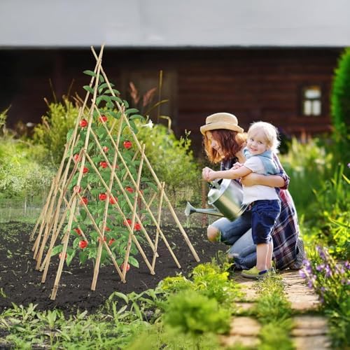 Garden Bamboo Trellis for Climbing Plants Outdoor, Adjustable Height
