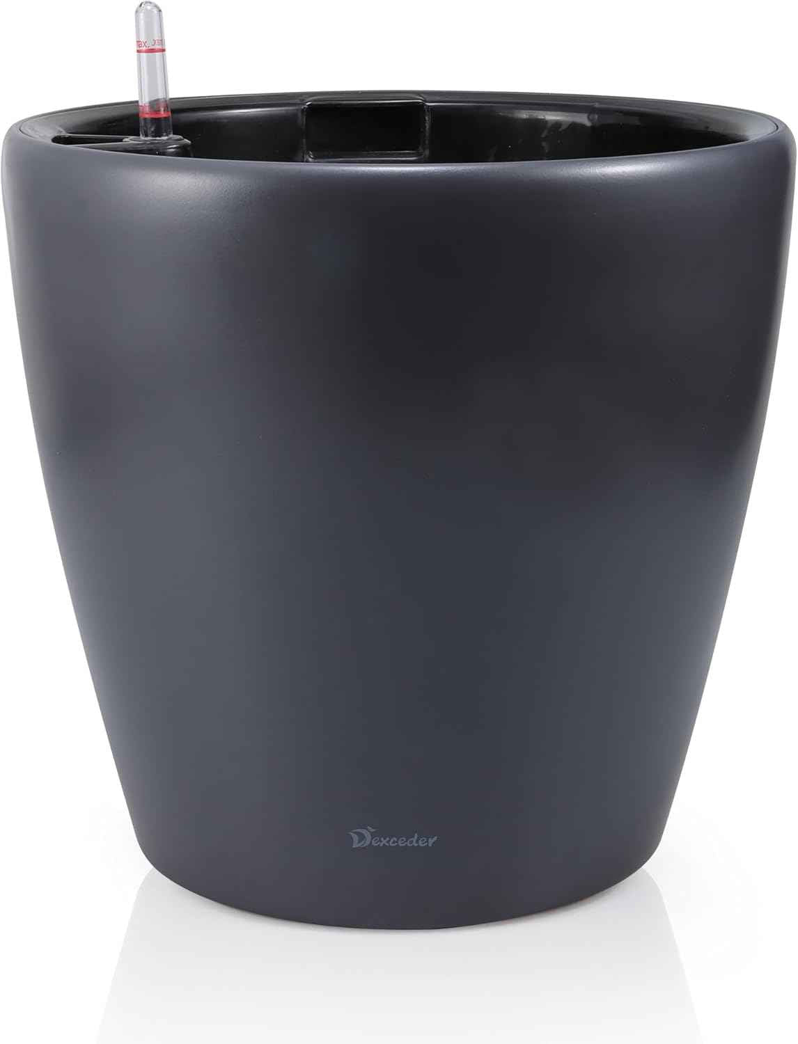Dexceder 13x12 Self Watering Planter with Wheels Indoor Outdoor, Inner Pot Design, Thickened Large Floor Standing Flower Plant Pot with Water Level Indicator (Slate Gray Matte)
