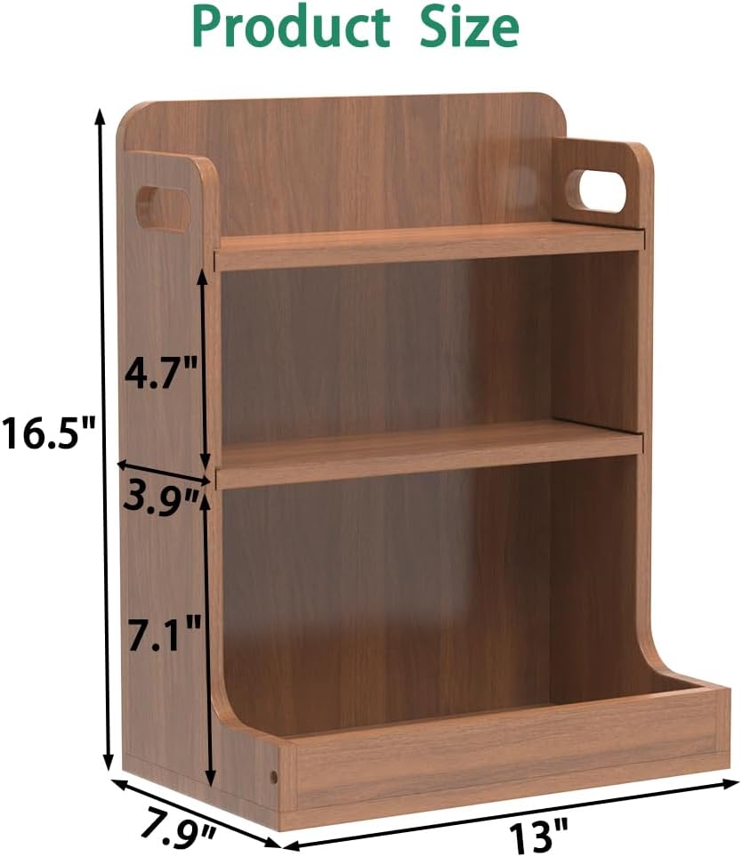 Solid Wood 3-Tier Spice Rack Countertop Organizer Kitchen Storage Shelf - Field & Nook