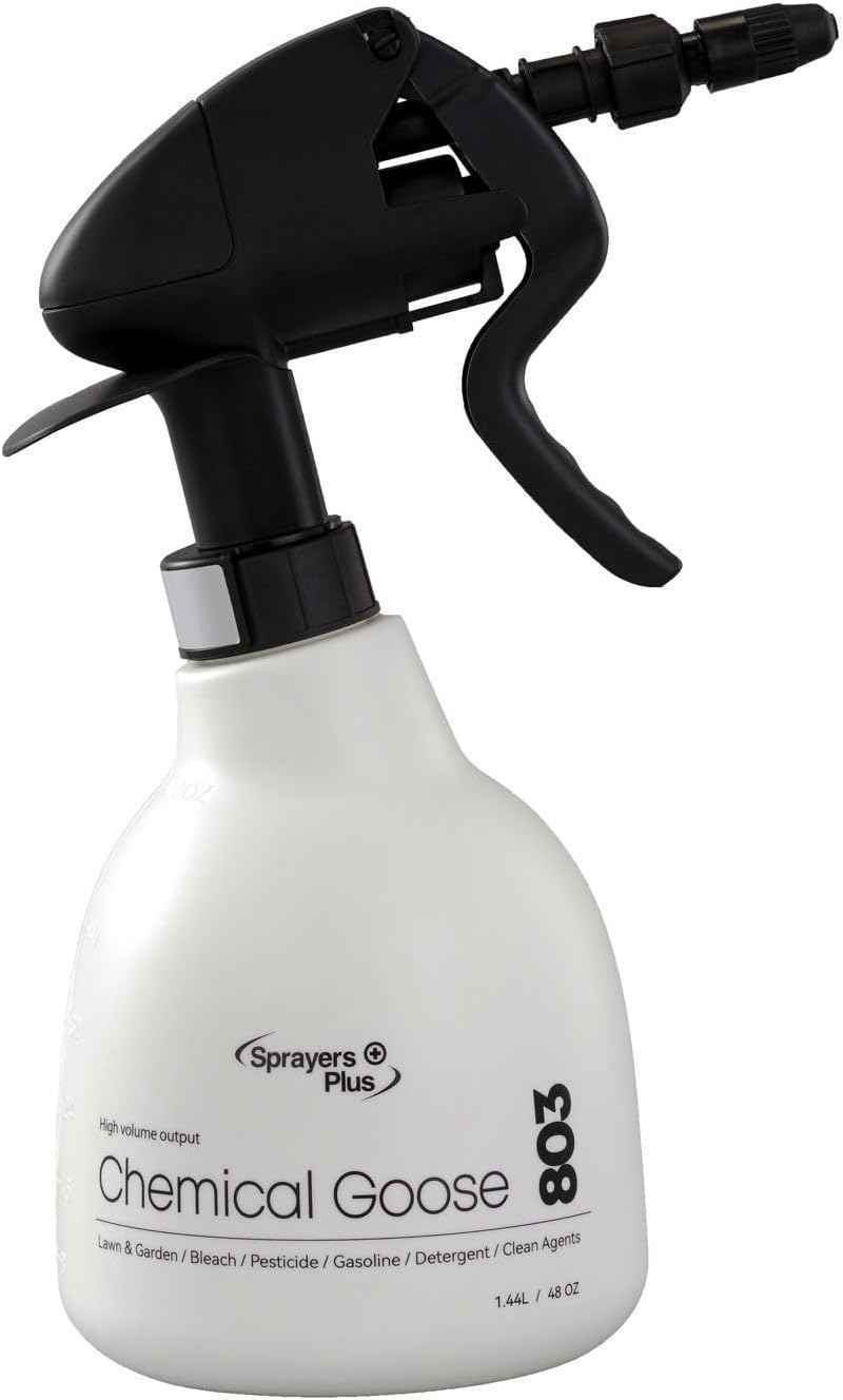 Sprayers Plus 803 Handheld Trigger Chemical Sprayer, Viton & Specialized Seals, Long Reach Cleaning for Lawn and Garden,Bleach Safe with 316 Stainless Steel Spring,General Purpose,1.44Litres