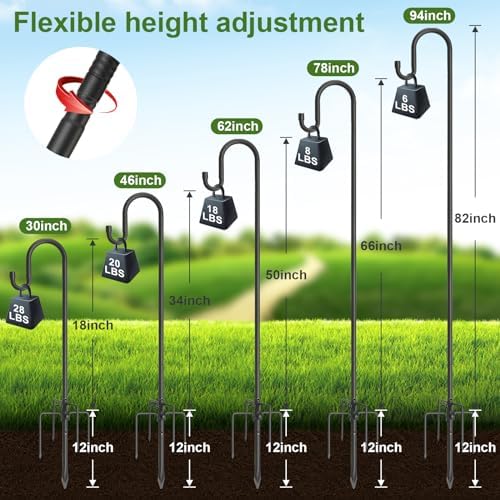 Bird Feeder Garden Hook - Heavy Duty Hummingbird Stand with Anti-tip