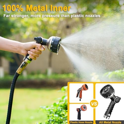FANHAO Thumb Control Garden Hose Nozzle Heavy Duty Metal, 10 Spray Patterns