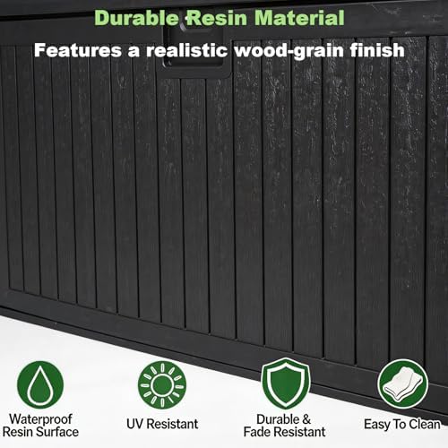 270 Gallon Outdoor Storage Box, Waterproof Extra Large Resin Deck Box