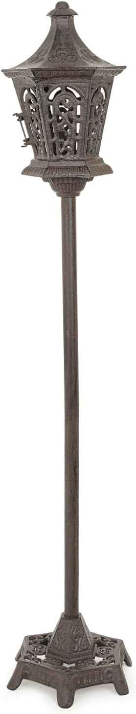 Sungmor Outdoor Decorative Lanterns, 47" Tall Cast Iron Floor Standing Candle Holders, Rustic Lantern Stand for Lawn Yard, Heavy Garden Lamp Post Porch Decor, Large Landscaping Candle Lantern