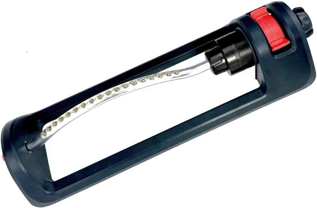 Lawn Sprinkler, 18 Brass Nozzles Garden Water Oscillating Sprinkler for Yard Covers up to 3,600 sq.ft, Heavy Weight Base, Built-in Spray Jet Cleaning Needle