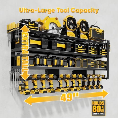 POKIPO 49" W Large Power Tool Organizer Wall Mount, 4 Layer Heavy Duty