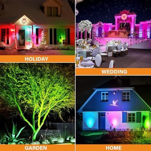 Low Voltage RGBW LED Landscape Lights Spot Lights Outdoor for Yard Garden Decor Spotlight, 12V-24V Low Voltage Landscape Lighting with 16 Color Changing and Remote IP68 Waterproof (10 Pack)