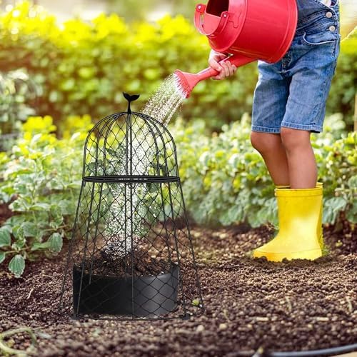 6 Packs Garden Cloches for Plants, Plant Protectors from Animals, Chicken Wire Cloche, Plant Cloche and Cage, Protection for Your Plants and Seedlings, 13" D x 20" H - Black