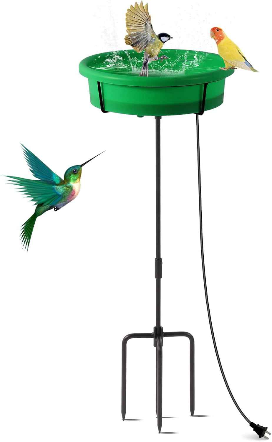 HRAYLTOP Standing Heated Bird Bath for Outdoors for Winter, 75W Heated Bird Baths with Detachable Power Cord,Thermostatic Control Available All Seasons for Garden Yard Patio Lawn(Green)