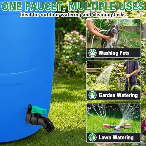 Rain Barrel Spigot Kit with High Flow Valve No Inside Access