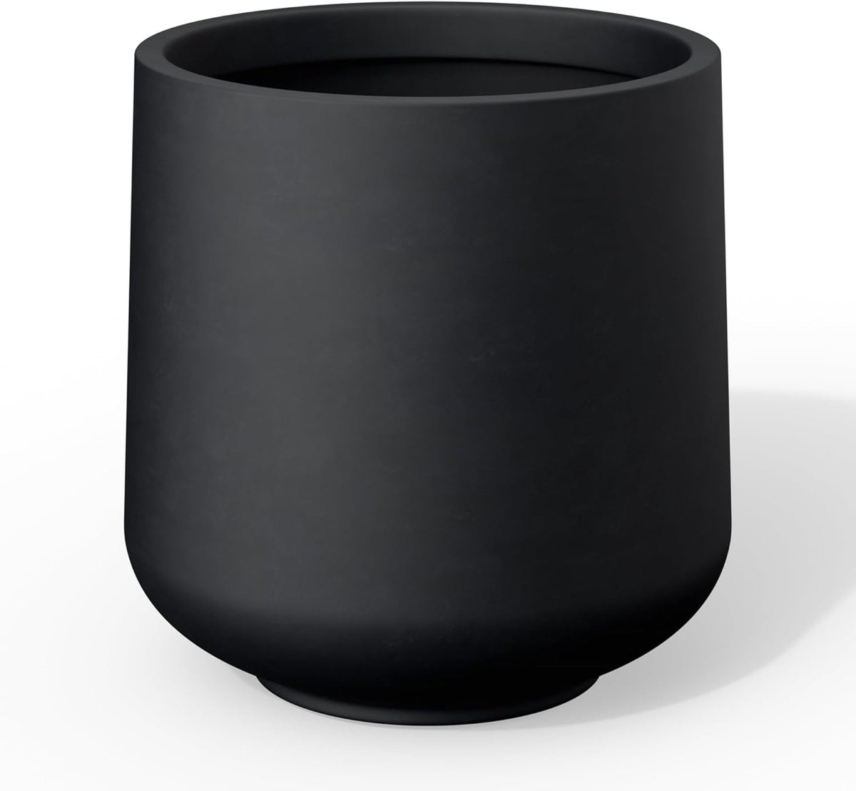 Kante 11.6" Dia Round Concrete Planter, Outdoor Indoor Large Plant Pots Containers with Drainage Hole and Rubber Plug for Home Garden Patio, Black