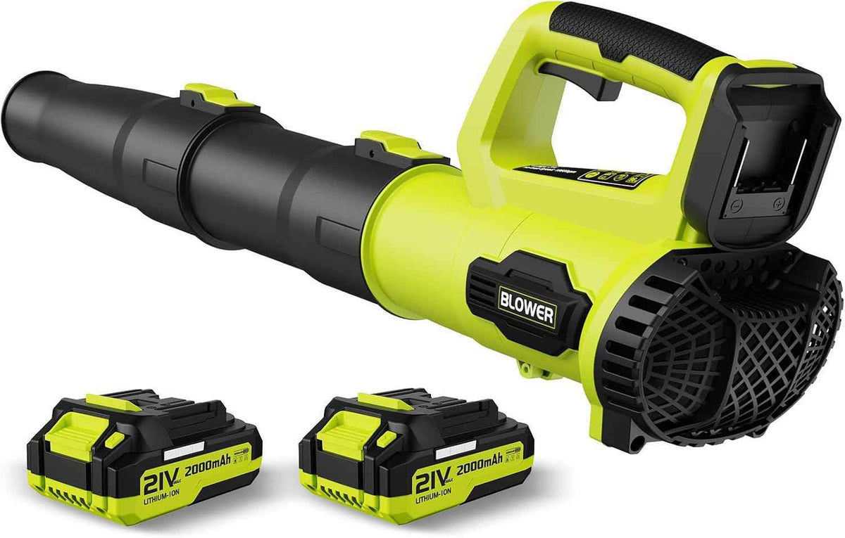 LEAPUL Leaf Blower Cordless, 21V Electric Leaf Blower with 2×2.0Ah Batteries & 1 Fast Charger, Lightweight Battery Powered Blower for Lawn Care, Patio Cleaning