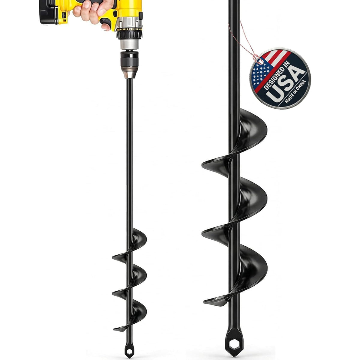 Sproot Garden Auger Drill Bit for Planting 1.6x16.5 Inch - Umbrellas and Fences Auger Post Hole Digger for Gardening and Spiral Bulb Planter Tool – 3/8 Inch Hex Drive Compatible