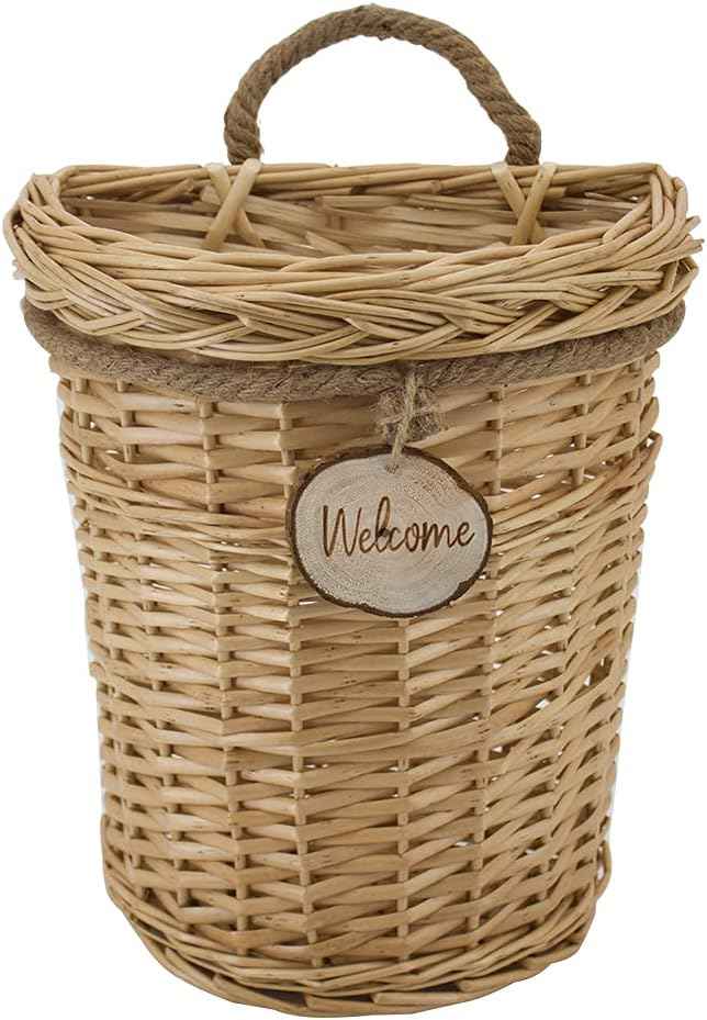 Woven Wicker Hanging Basket Door Hanging Basket Wall Decorations for Home Garden Farmhouse (original)