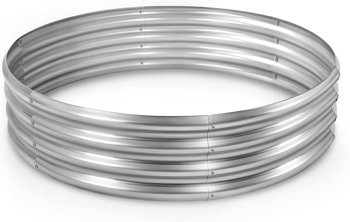 Land Guard Galvanized Raised Garden Bed Kit, Round Large Metal Galvanized Planter Raised Garden Boxes Outdoor…