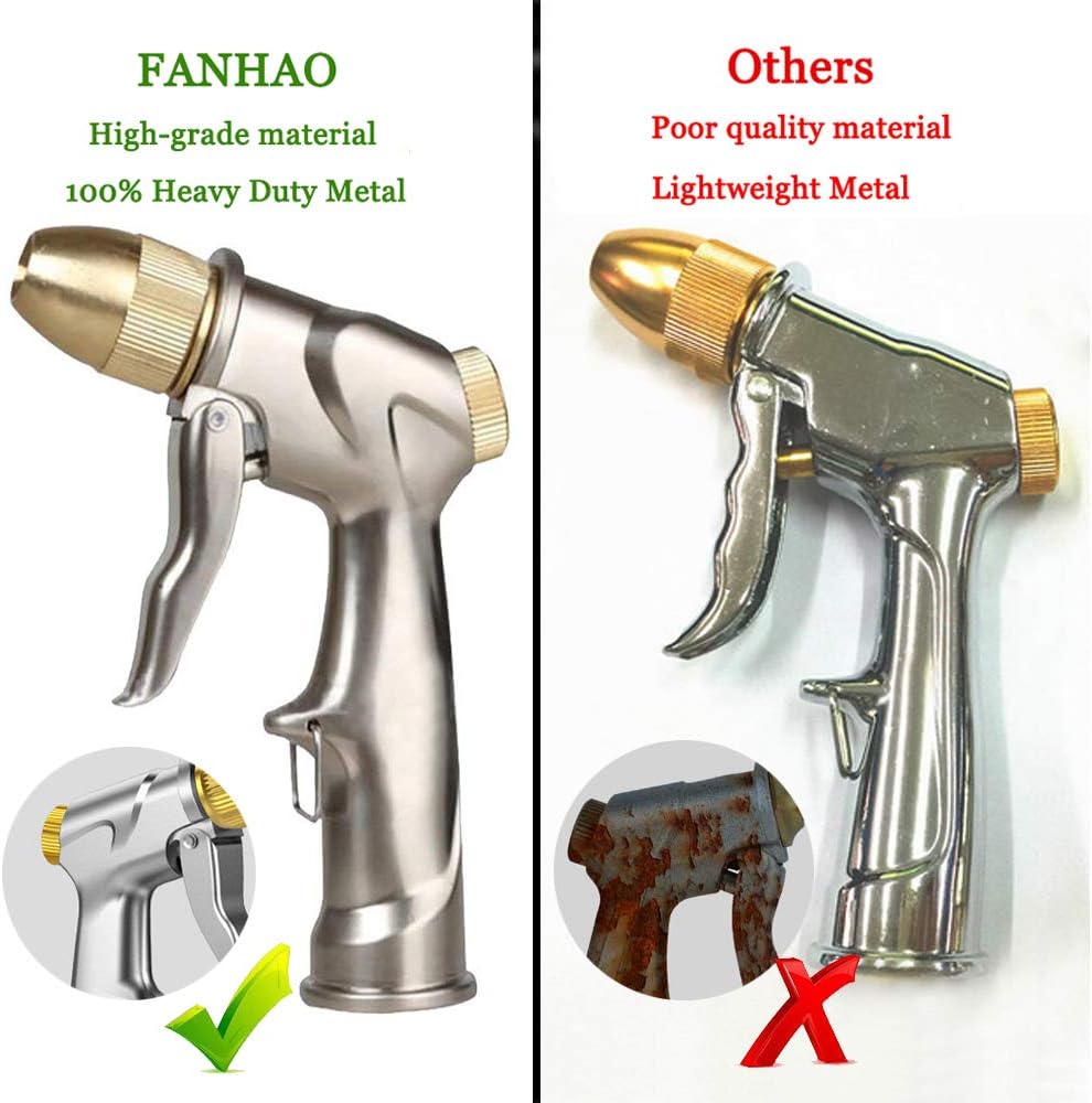 All-Metal 4-Pattern Garden Hose Nozzle with Trigger Lock - Field & Nook