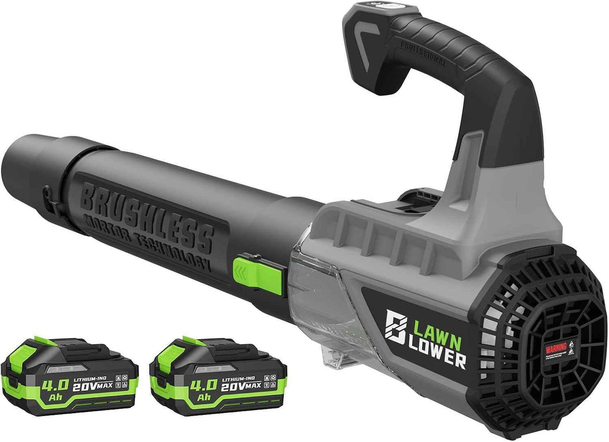 Cordless Leaf Blower Brushless Motor 580CFM 160MPH Electric Blower with 2x4.0Ah Batteries & Charger, Powerful Handheld Leaf Blower for Lawn Care, Patio, Yard Cleanup Blowing Dust, Leaves