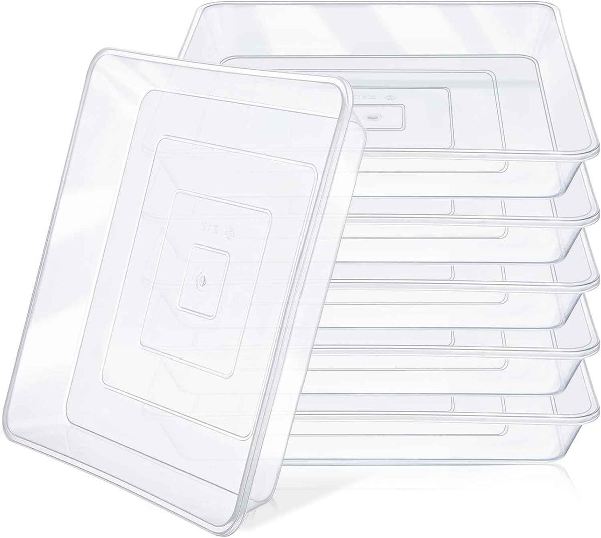 GREANER Clear Plant Plates to Catch Water, 12 Inch Durable Thick Saucer for Flower Pot, Square Plant Saucer Plant Trays for Pots, Flower Pot Saucers to Catch Water Drip Tray(6 Packs)