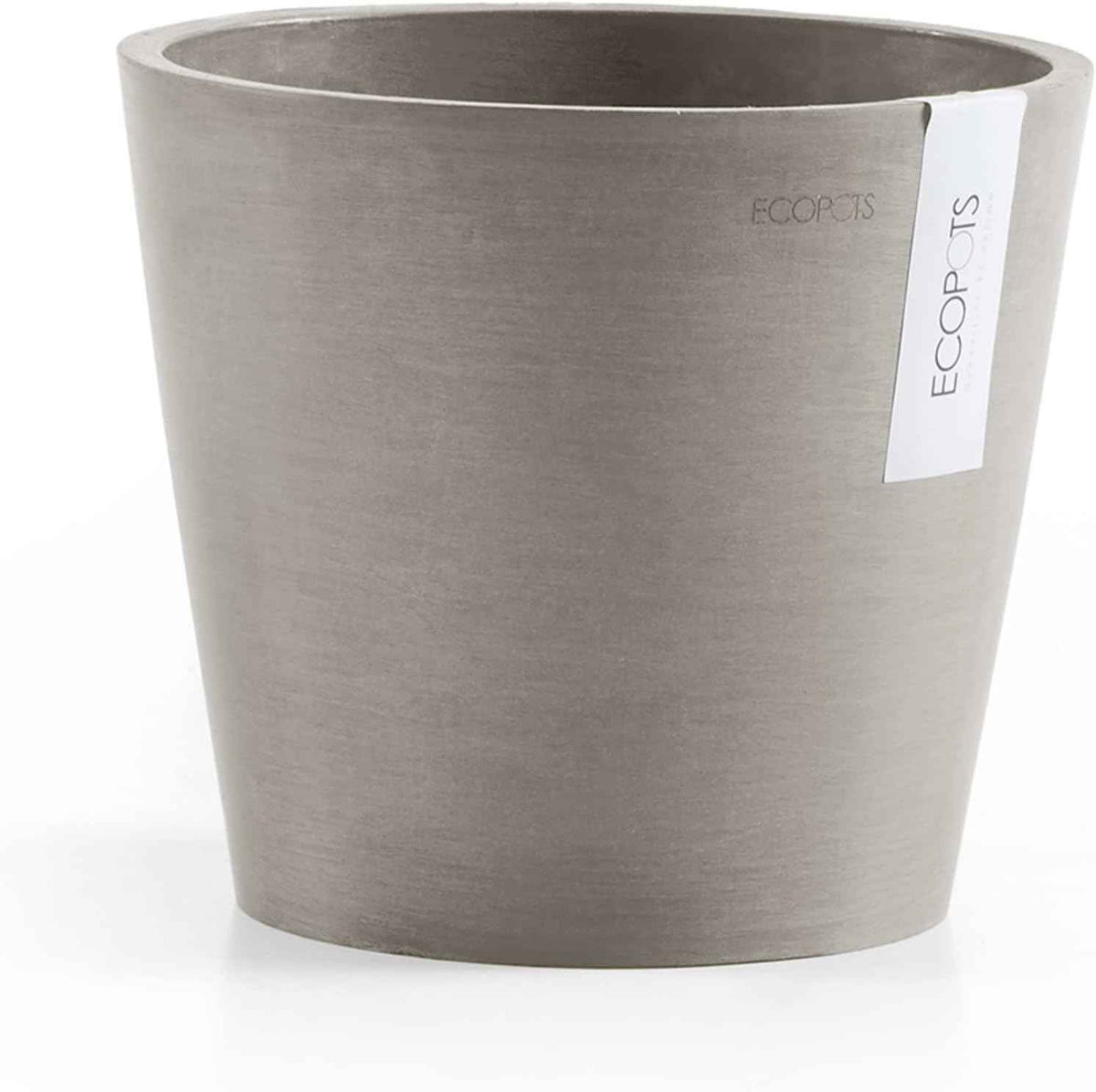 Ecopots Amsterdam Mini Durable Modern Round Recycled-Based Composite Flower Pot Planter, Taupe, 4"